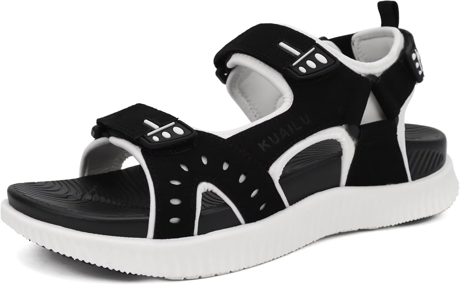 

Мужские сандалии для походов KuaiLu с поддержкой свода стопы, спортивные, для восстановления, для ходьбы, летние повседневные сандалии с толстой подошвой, для пляжа и воды, размер 7-15, белый/черный