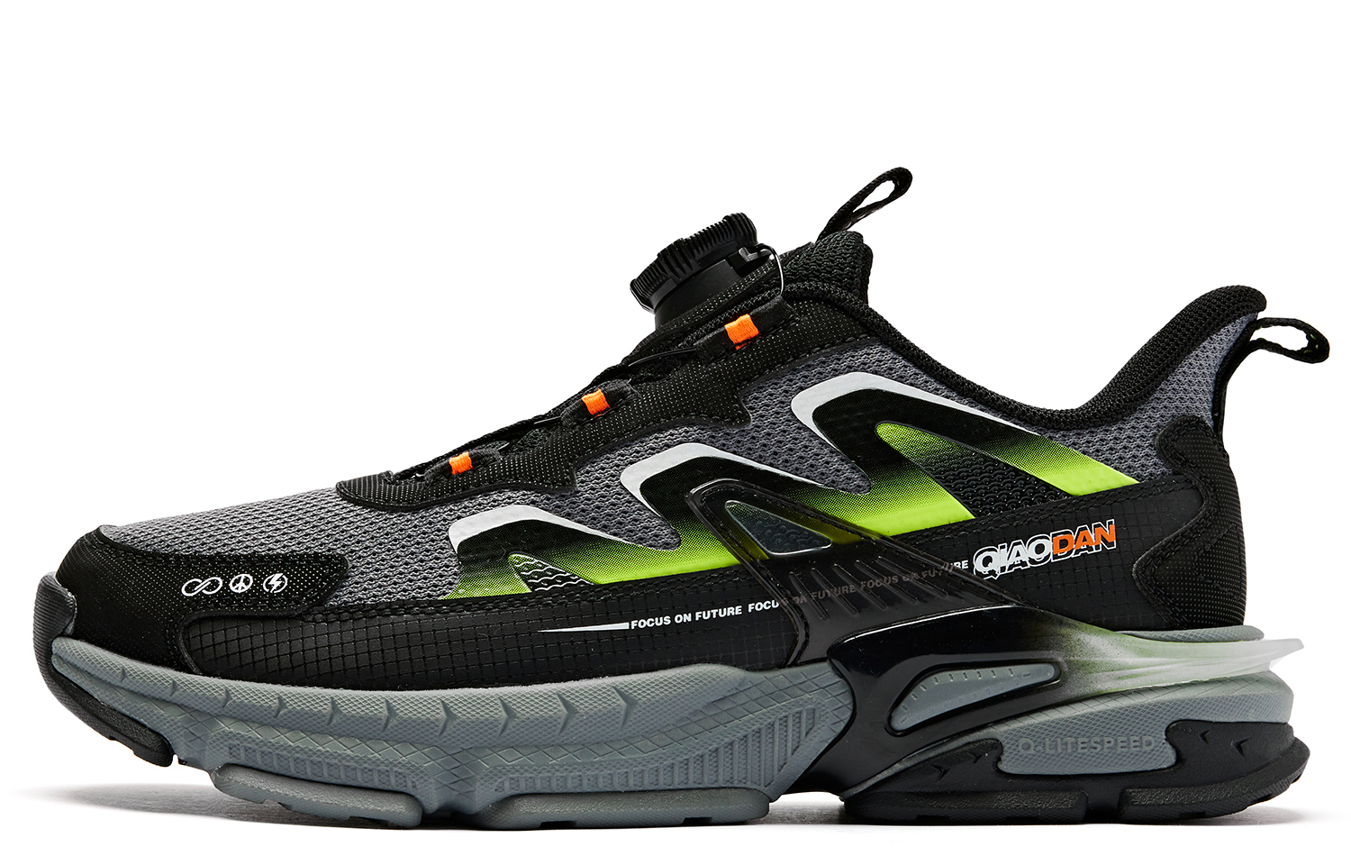 

QIAODAN Скользостойкие амортизаторы детские повседневные ботинки Black Yellow для подростков