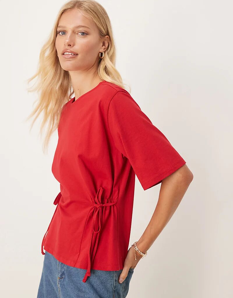 

Футболка ASOS DESIGN с завязками по бокам, темно-красного цвета
