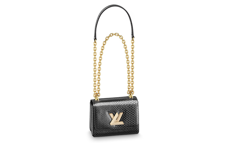 

LOUIS VUITTON Сумка через плечо Twist из кожи питона, мини, женская, черная