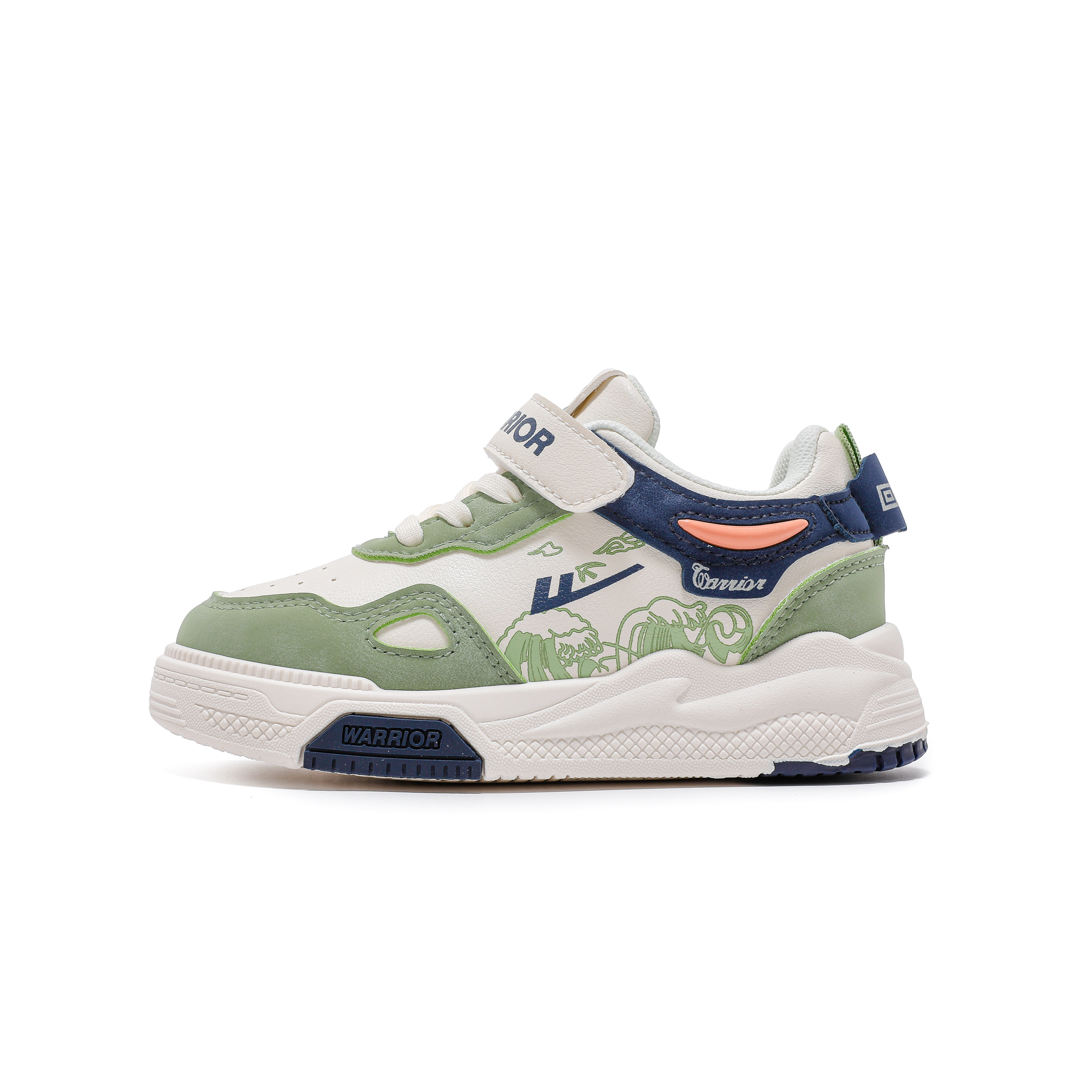 

Дышащие, легкие, амортизирующие, низкие детские кроссовки для скейтбординга WARRIOR, бежевый/синий/зеленый