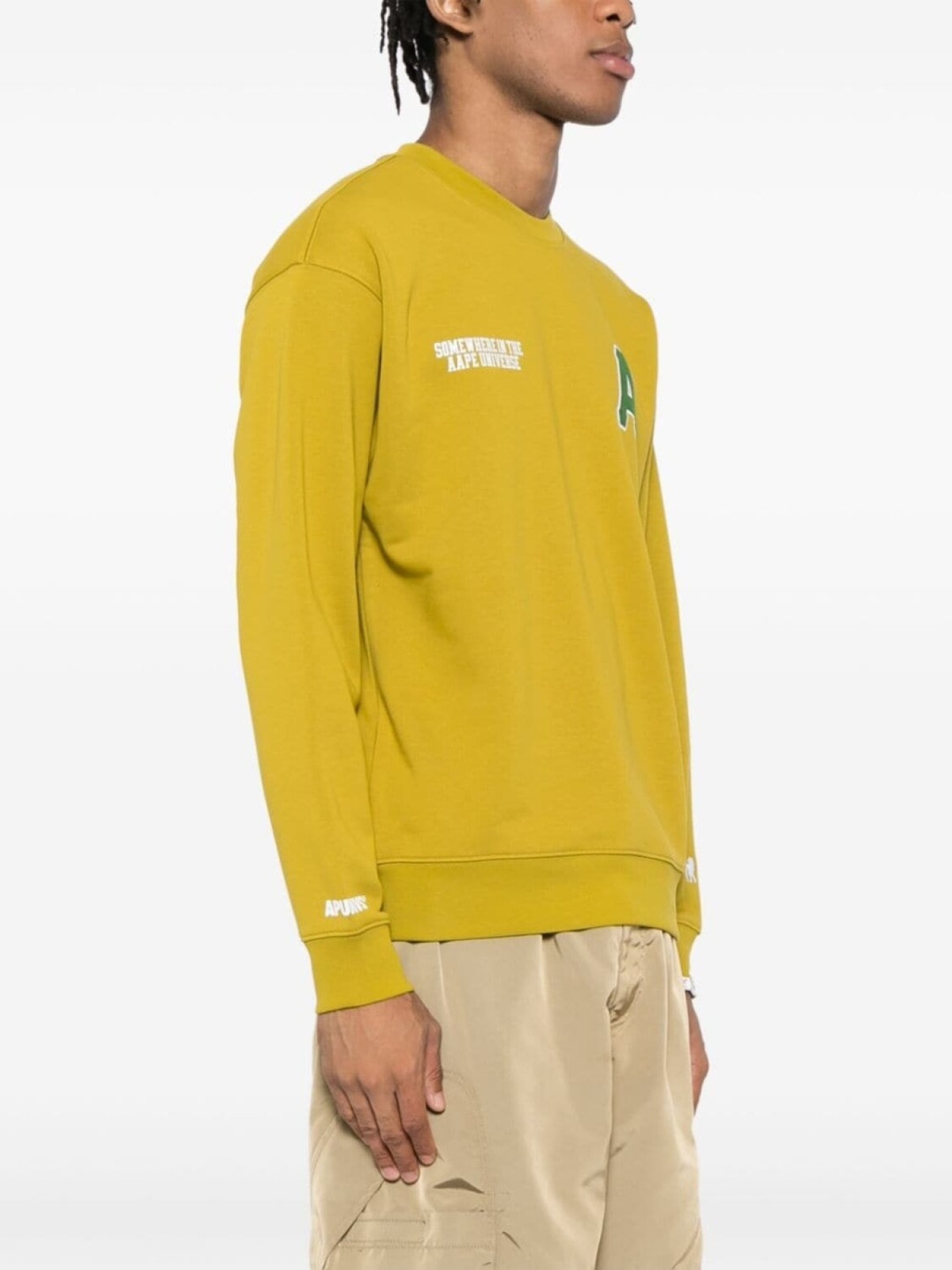 AAPE BY *A BATHING APE толстовка с круглым вырезом и логотипом, желтый — фото 3