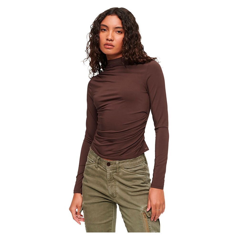 

Свитер Superdry Long Sleeve Ruched Mock Neck, коричневый