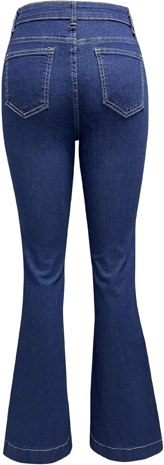 Женские джинсы с высокой талией и расклешенным низом Y2k Vintage Stretch Bootcut с клапаном на кармане и несколькими пуговицами — фото 3