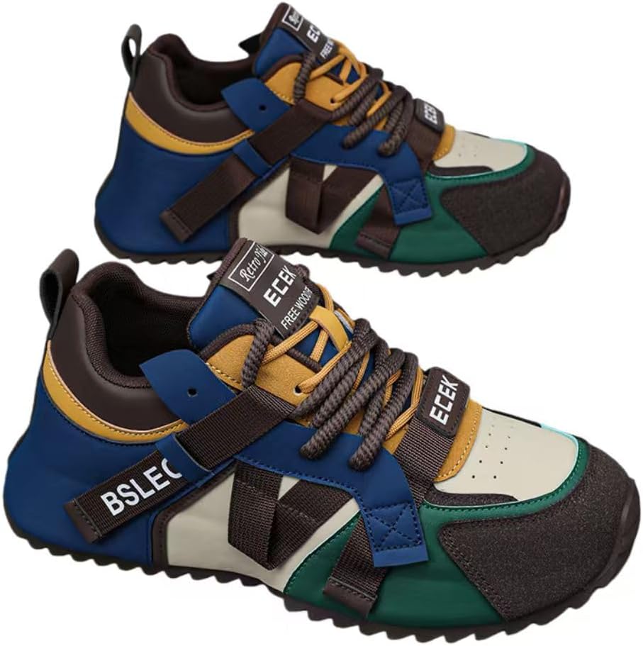 

Мужские стильные кроссовки в уличном стиле с контрастными вставками, удобные, нескользящие, прочные, с толстой подошвой, подходят для активного отдыха на улице Generic, бирюзовый