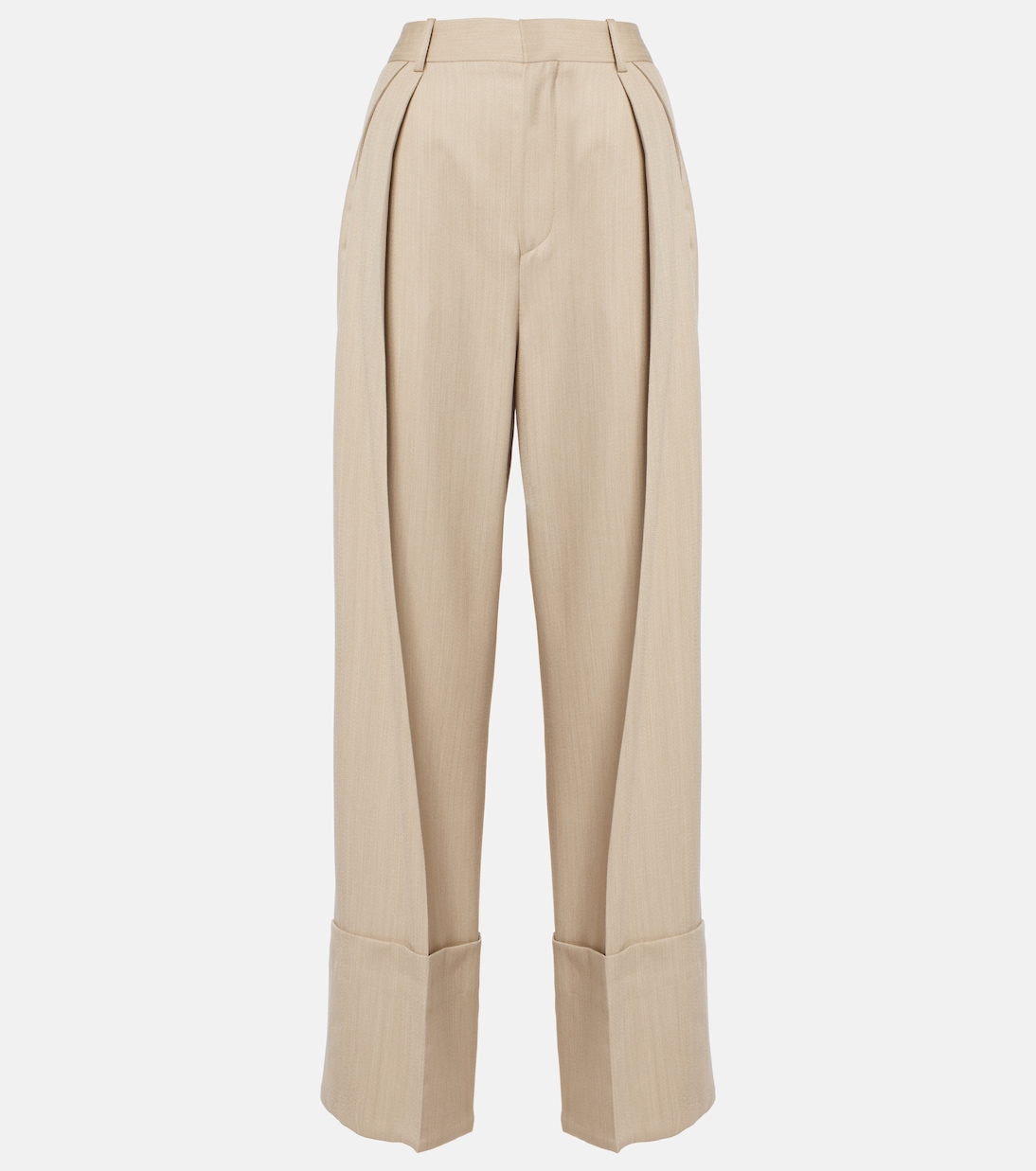 

Широкие брюки из натуральной шерсти Victoria Beckham, Almond