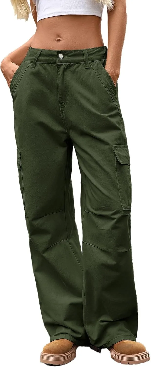 Растягивающиеся карго-штаны для женщин Casual High Waisted Baggy Pant Wide Leg Y2K