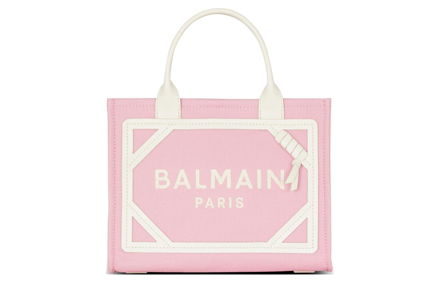 

Сумка-шоппер B-ARMY из холста с кожаными вставками малого размера розовая BALMAIN