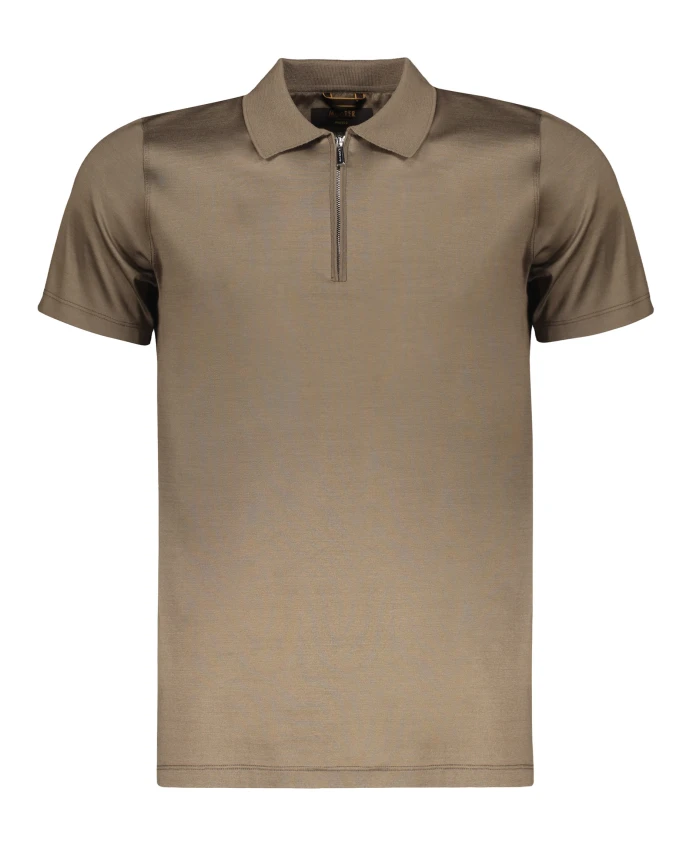 

Хлопковая рубашка-поло с боковыми разрезами Moorer, коричневый