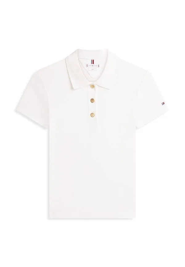 Поло-Рубашка приталенного кроя с золотистыми пуговицами Tommy Hilfiger, Ecru — фото 4