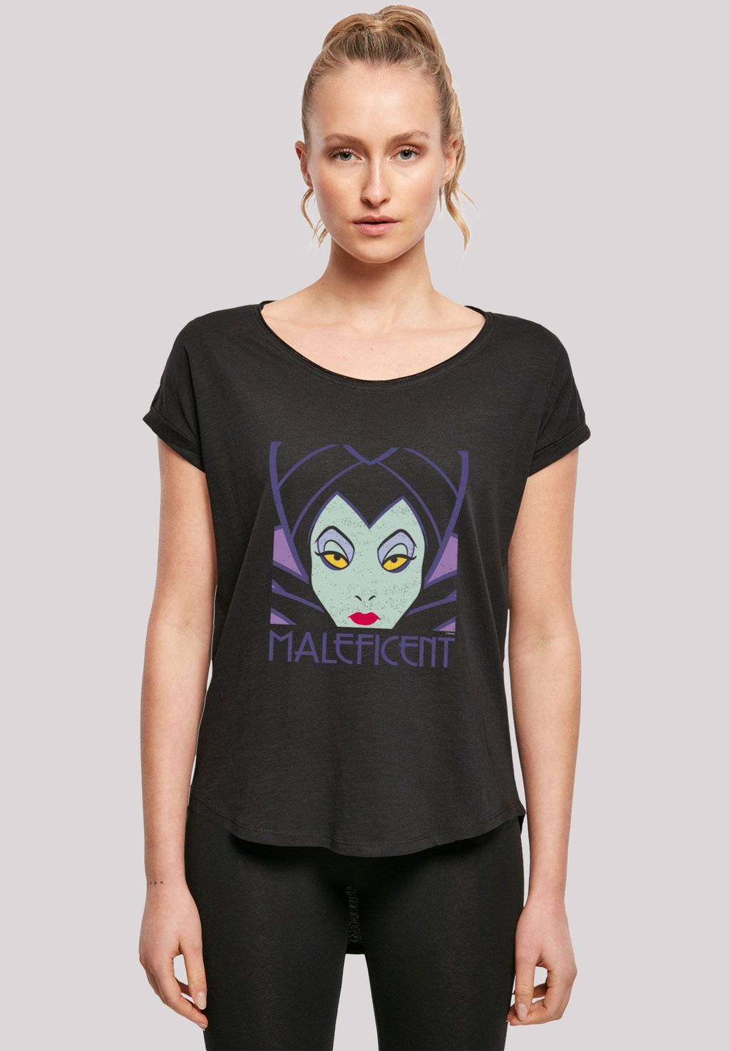 

Футболка с принтом LONG CUT DISNEY MALEFICENT CROPPED HEAD F4NT4STIC, черный