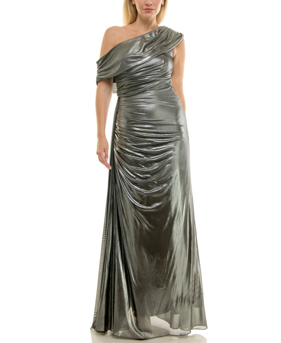 

Женское платье с открытыми плечами, приталенного силуэта и расклешенной юбки Taylor, GUNMETAL