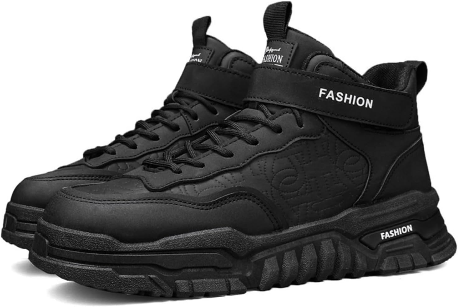 

Мужские высокие модные кроссовки - стильные, удобные для повседневной и уличной носки, с шнуровкой Aokisx, черный