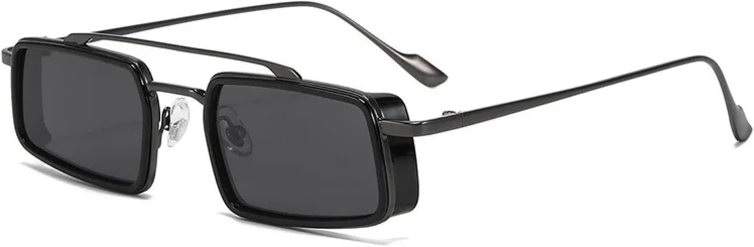 

Солнцезащитные очки с защитой от УФ-излучения UV400 для женщин и мужчин | Панк, двойные переносицы, маленький размер | для занятий спортом на открытом воздухе DSVIGF, Gun Grey