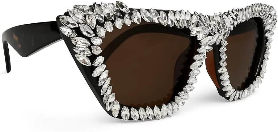 

Солнцезащитные очки Bullabulling в стиле ретро, ​​квадратные, «кошачий глаз», с кристаллами, модные, со стразами, стильные, с защитой от УФ-излучения UV400, White