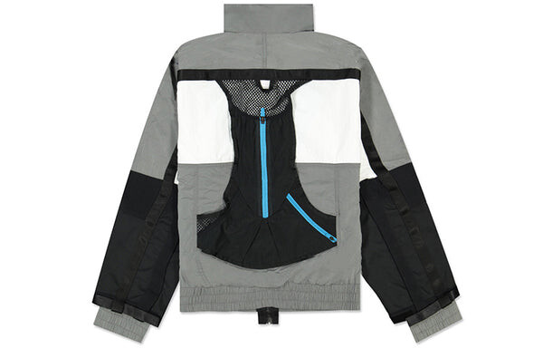 Куртка men's ispa series 3m reflective zipper pocket casual jacket windbreaker gray 'wolf grey black blue' Nike, серый — фото 2