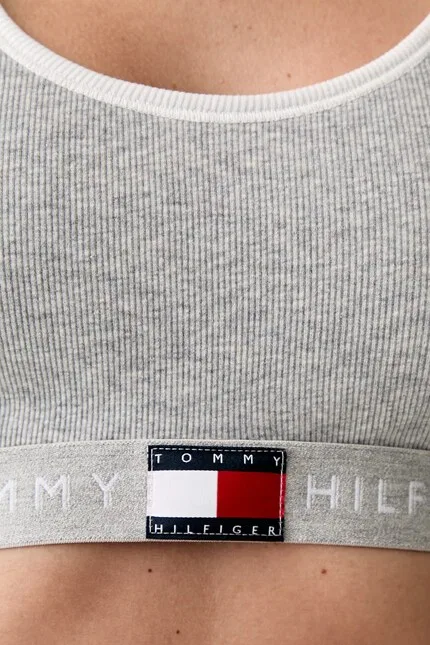 Бюстгальтер из хлопка модель с эластичной лентой Tommy Hilfiger, серый — фото 4