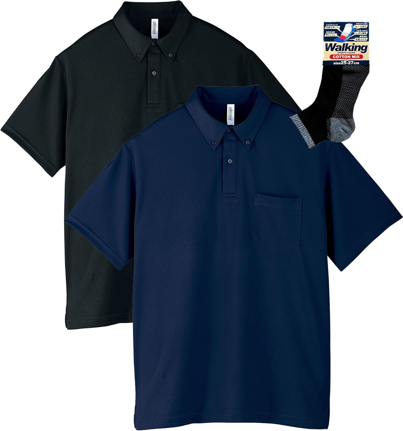 

Футболка-поло Glimmer 00331-ABP с коротким рукавом, плотность ткани 4,4 унции, на пуговицах, с карманом, темно-синий/черный