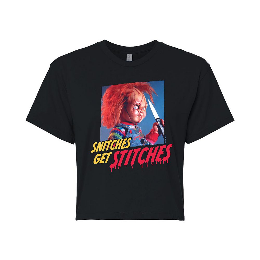 

Укороченная футболка Chucky Snitches Get Stitches для юниоров Licensed Character, черный