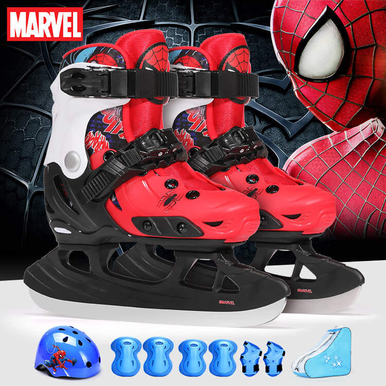 

TKH Disney Ice Skates для мужчин и женщин, лезвия для фигурного катания и конькобежного спорта для начинающих, прочный корпус с защитой от ударов, новая коллекция Spider-Man (коньки + шлем) размер L (35-38)