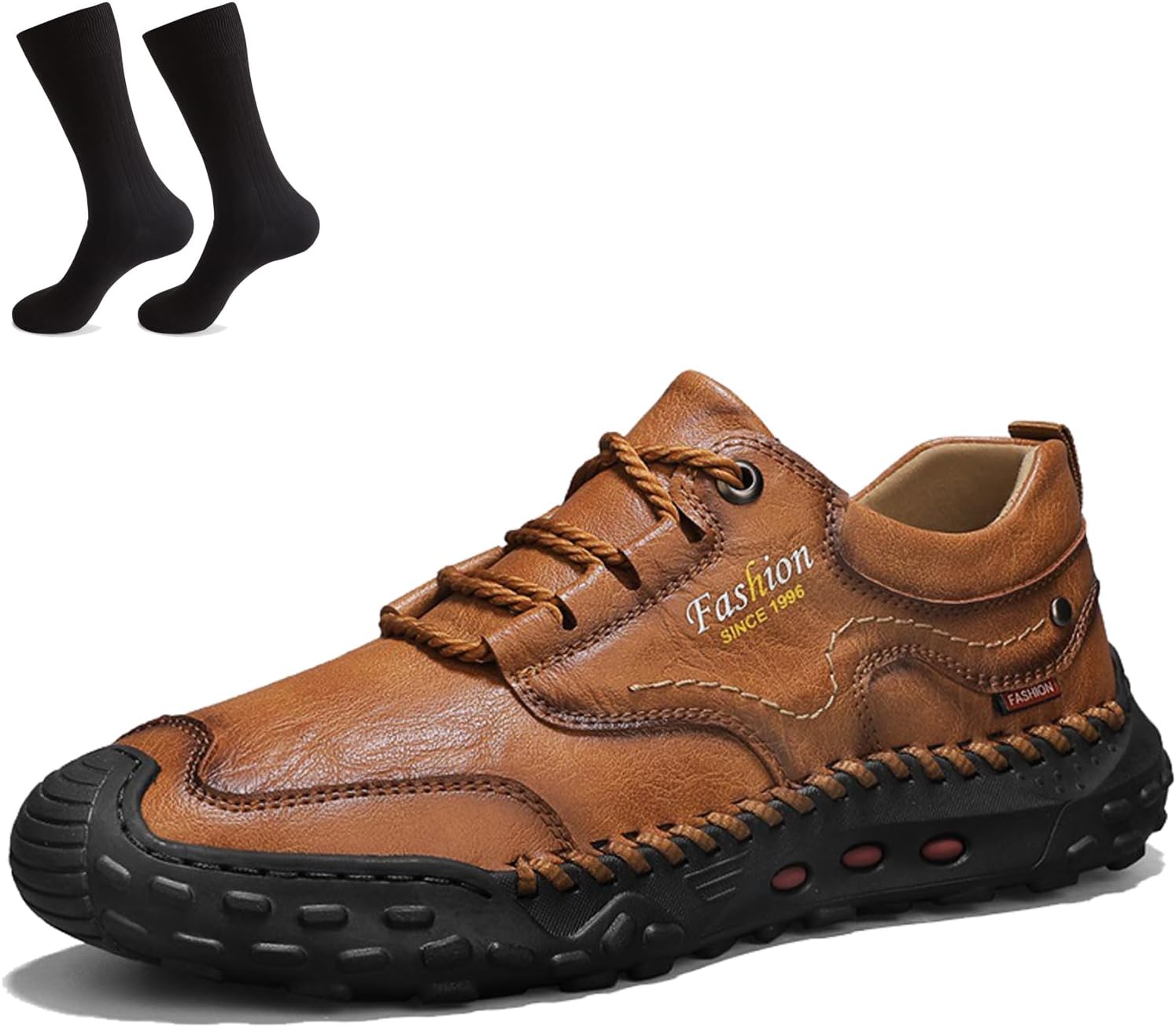 

Мужская обувь, мужские вручную сшитые туфли с комбинированным носком из коровьей кожи, повседневные туфли, широкие удобные кожаные ботинки Generic, светло-коричневый