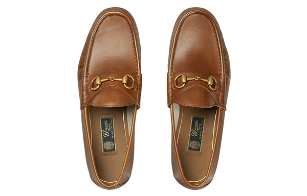 Кроссовки horsebit 1953 loafers leather Gucci, коричневый — фото 3