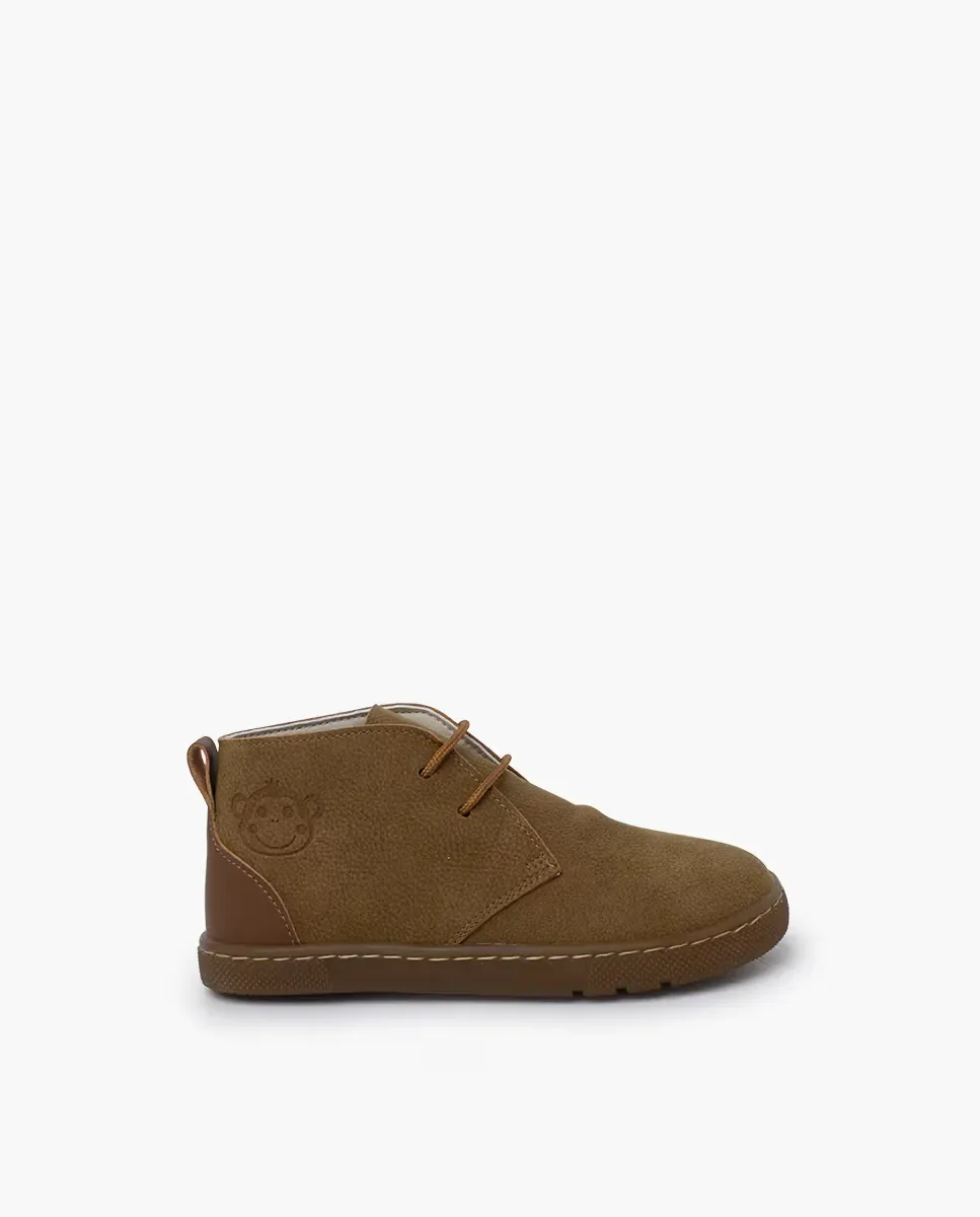 Детские ботинки barefoot на шнурках с кожаной пяткой Pisamonas, Camel