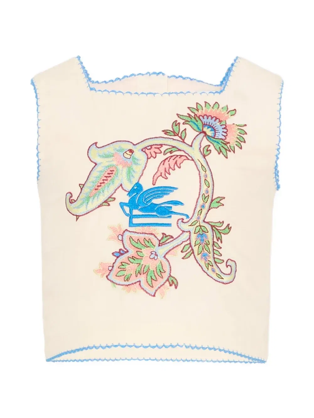 Топ с цветочной вышивкой Etro Kids, бежевый