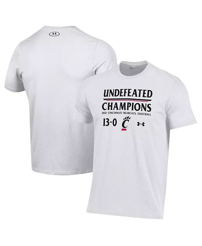 

Мужская белая футболка Cincinnati Bearcats 2021 AAC Football Conference Champions Undefeated Under Armour