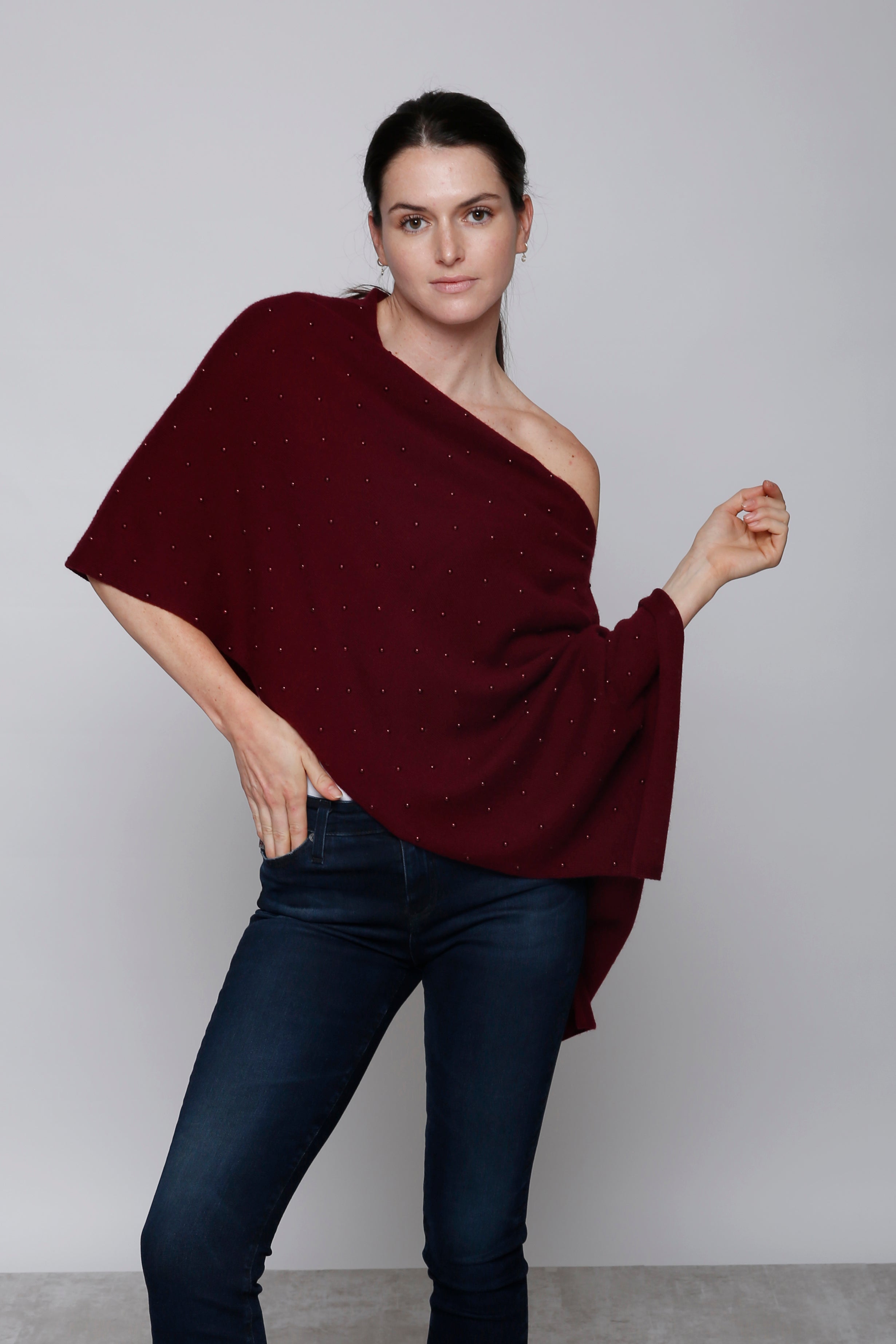

Топ из смеси кашемира с жемчугом In2 by InCashmere, бордовый
