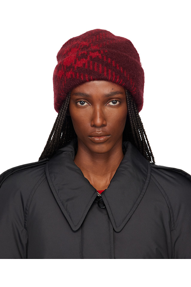 

Burberry Шапка-Бини из смеси мохеровой шерсти в бордовую клетку