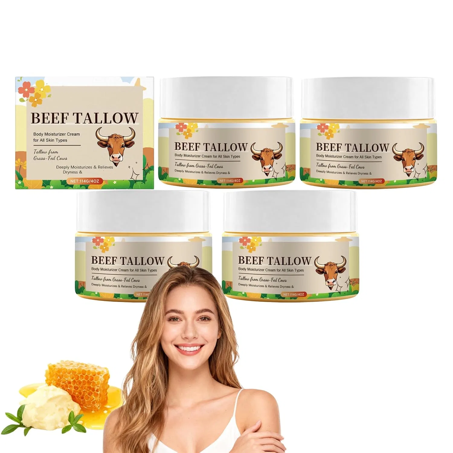 Крем для лица Raevior — И тела с говяжьим жиром и медом, . , 4 Pieces, 114 г