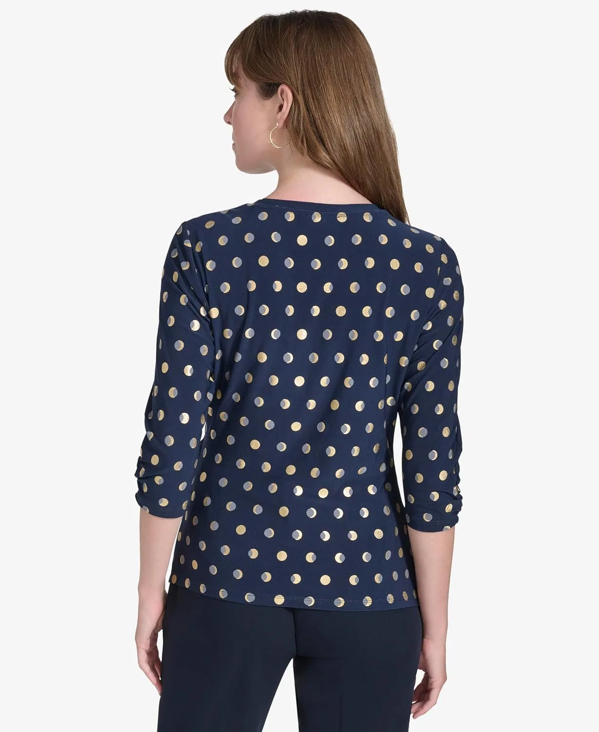 Блуза с узором в горошек Knit Twist Top Tommy Hilfiger, midnight multi — фото 4