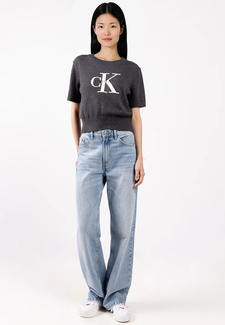 Джемпер укороченный, Calvin Klein Jeans, угольный — фото 4
