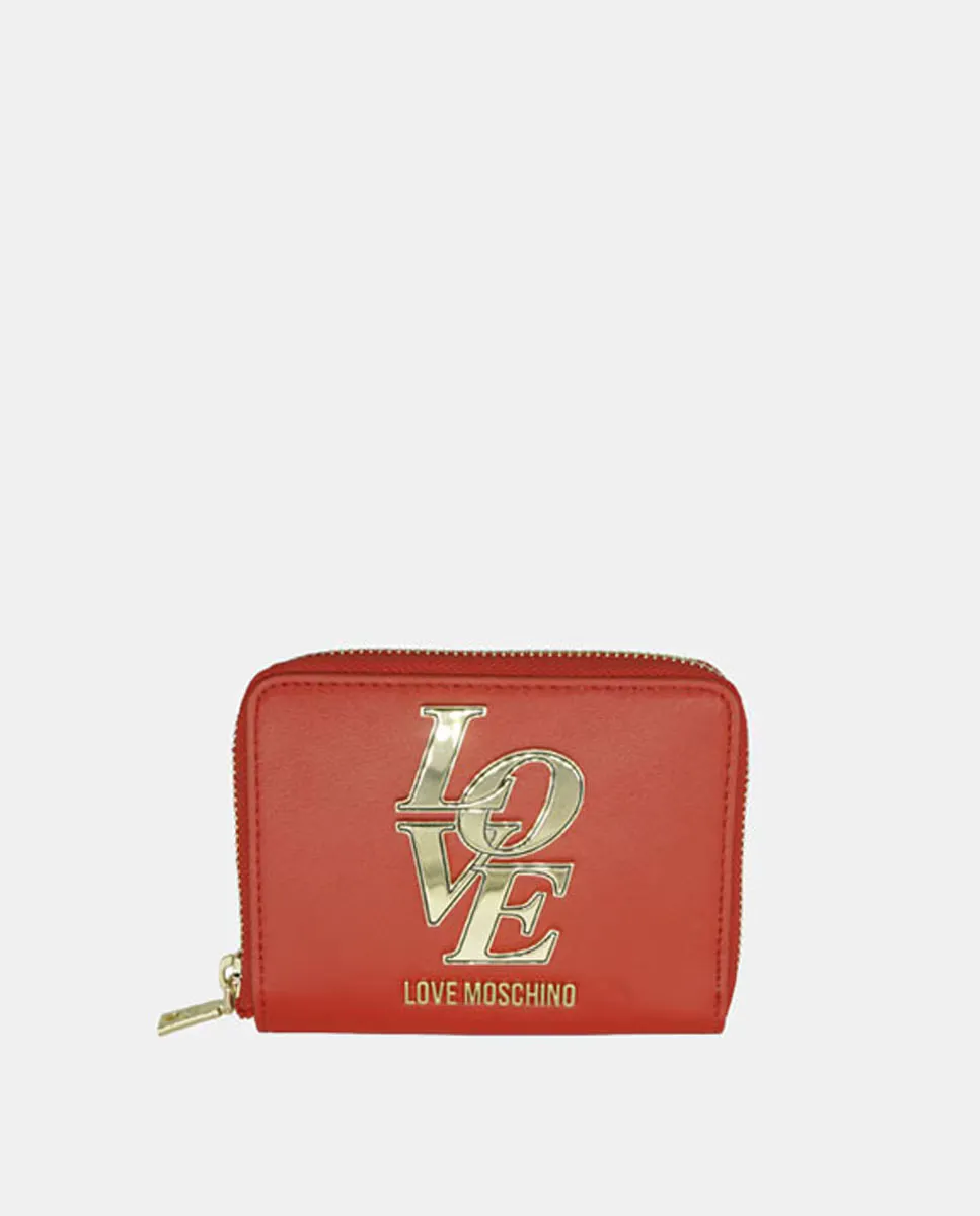 

Маленький кошелек с застежкой-молнией Love Moschino, красный