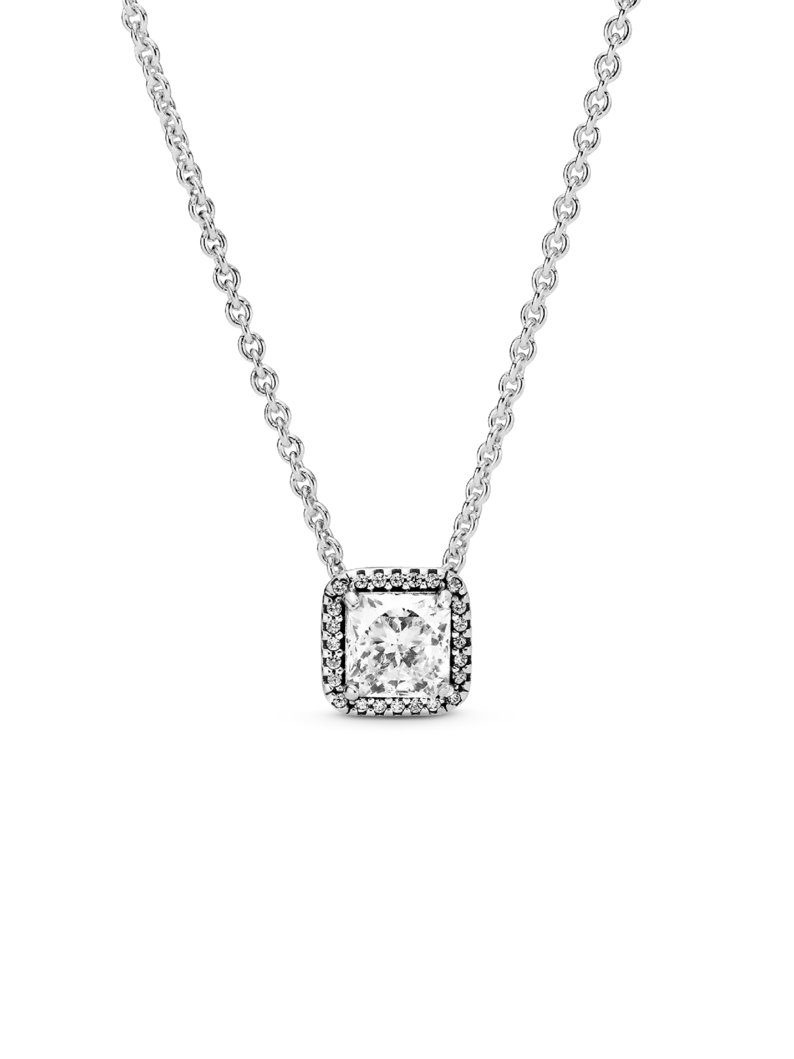 

Квадратное блестящее ожерелье Halo Pandora, серебро 925 пробы