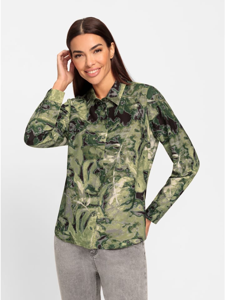 

Блузка-рубашка цвета хаки с принтом лайма Heine