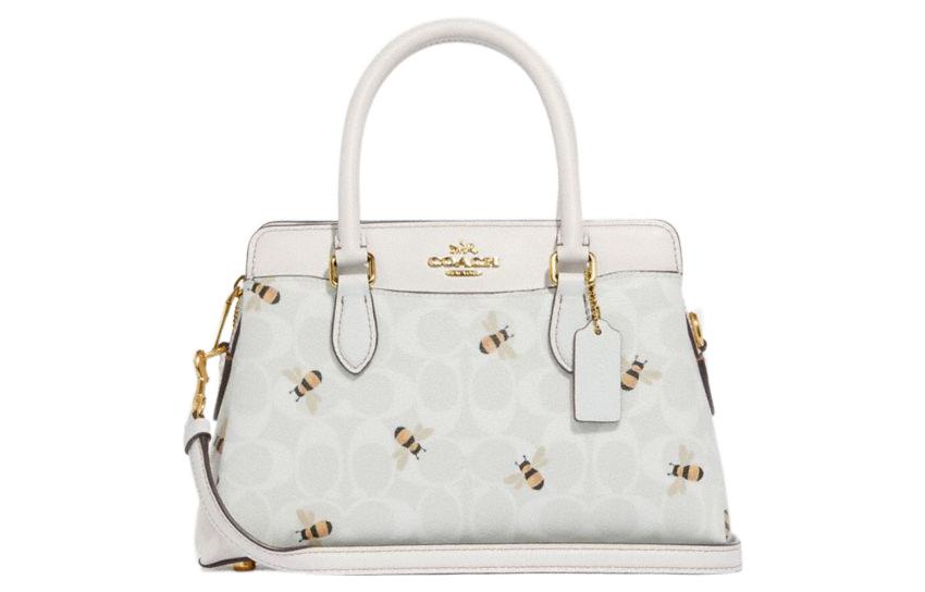 

COACH Сумка через плечо Darcie из лакированного холста с гладкой кожей, женская средняя White