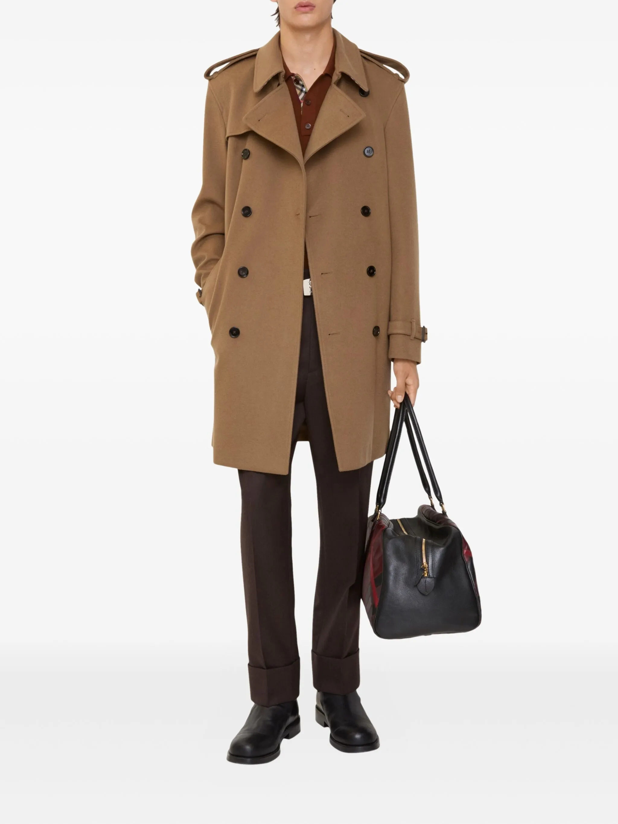 

Кашемировый тренч с поясом Burberry, коричневый