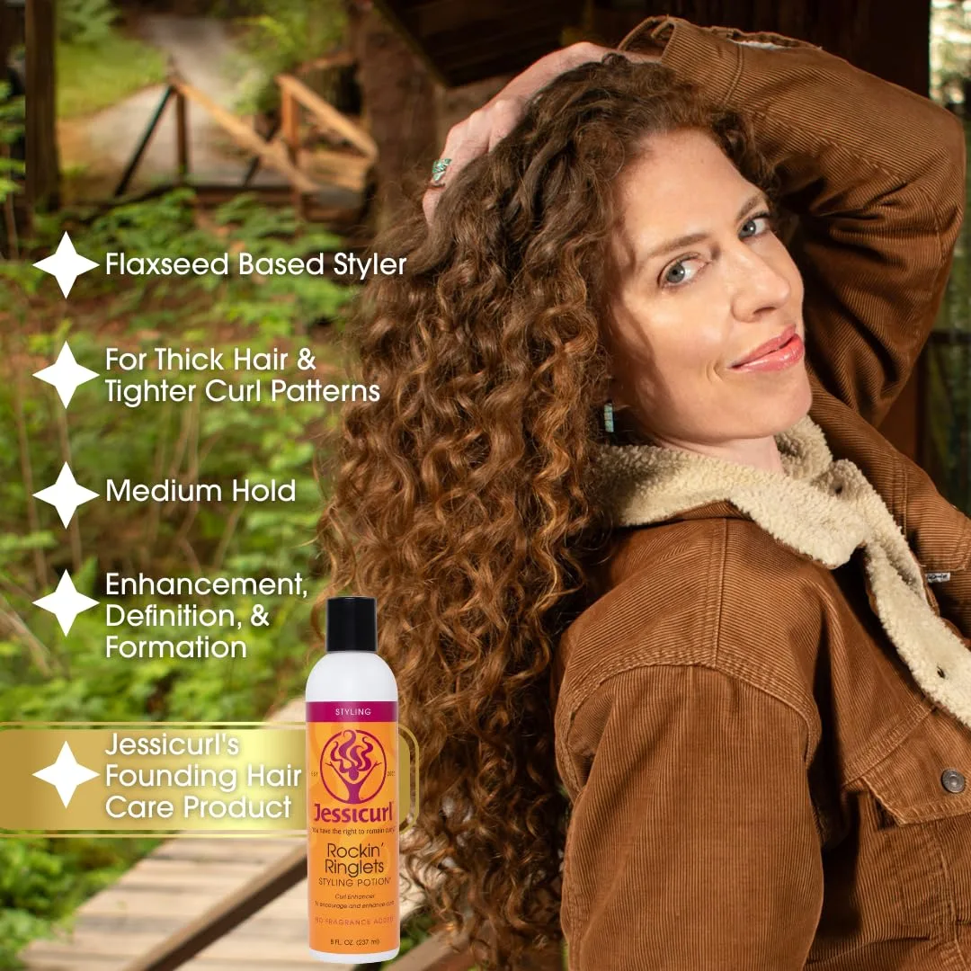 Jessicurl, Rockin' Ringlets Styling Potion, Island Fantasy, 946 мл, усилитель завитков с экстрактом льняного семени, стайлер для кудрявых волос и контроля пушистости — фото 2
