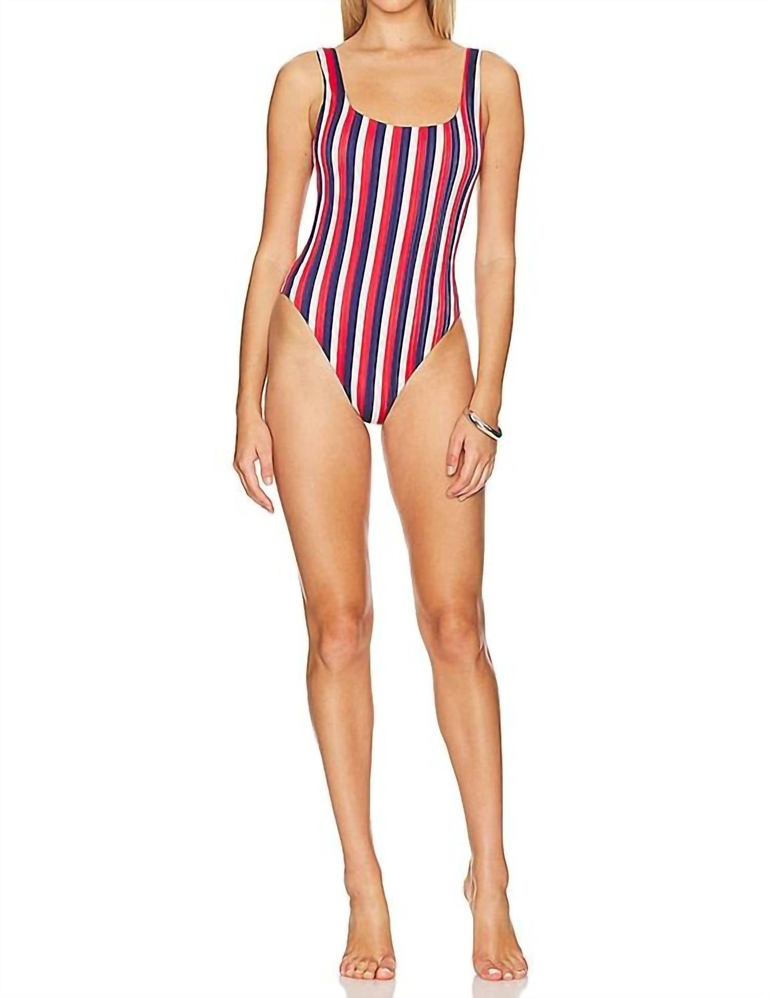 

Слитный купальник в рубчик в полоску Americana Show Me Your Mumu, цвет americana stripe
