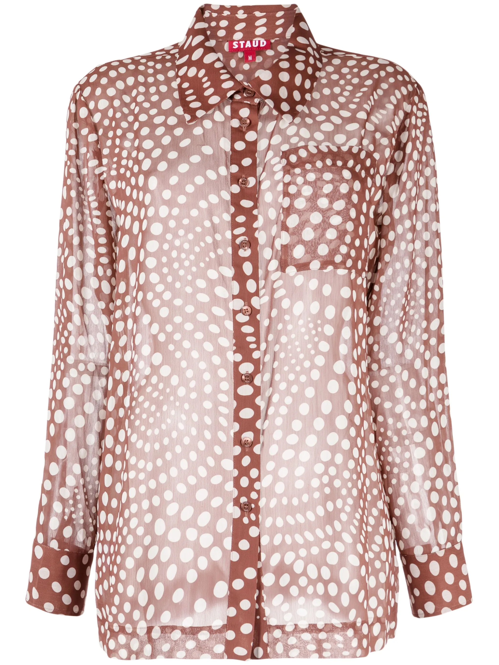 

Полупрозрачная рубашка с графичным принтом Staud, коричневый