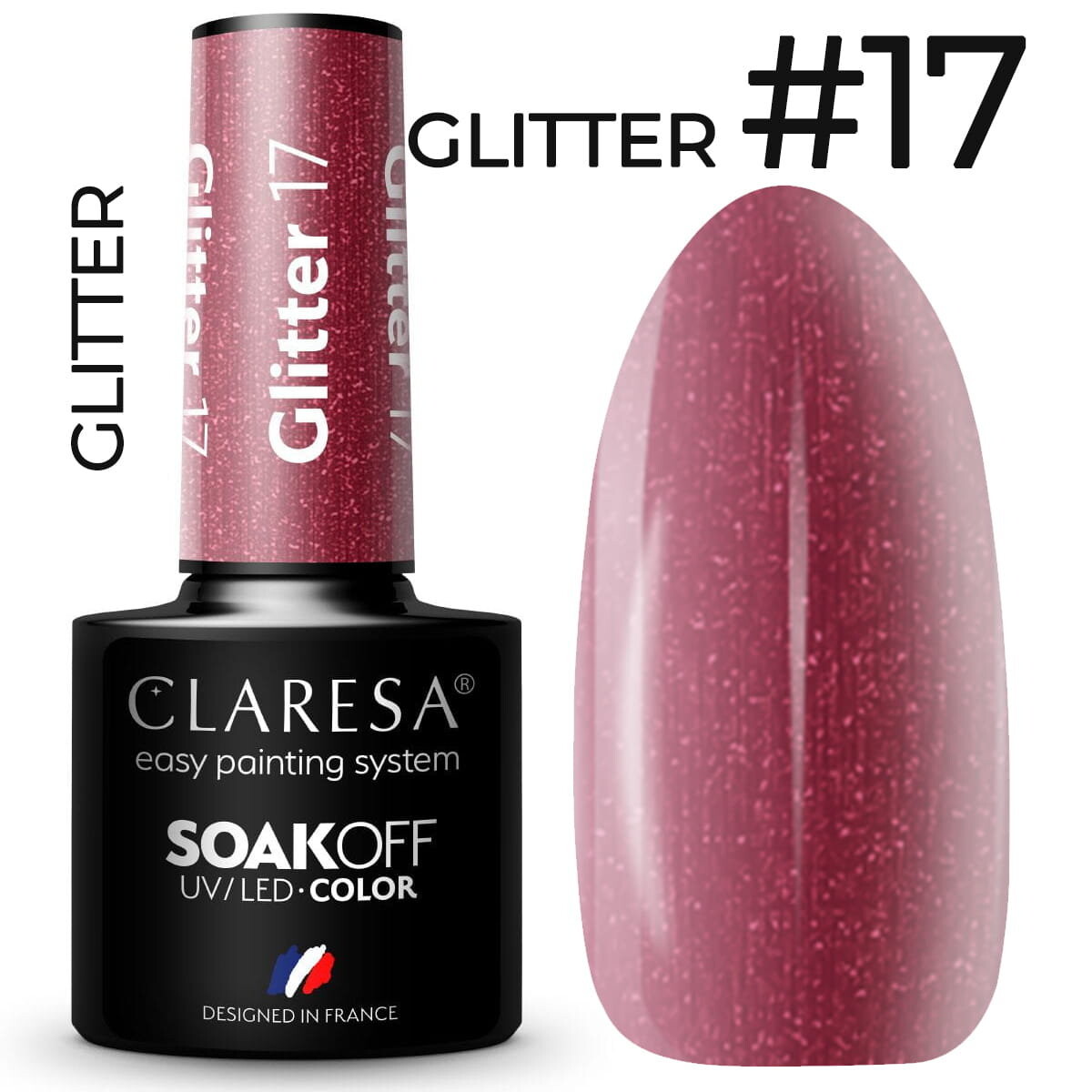 

Лак гибридный Claresa с блестками 17 цветов 5г