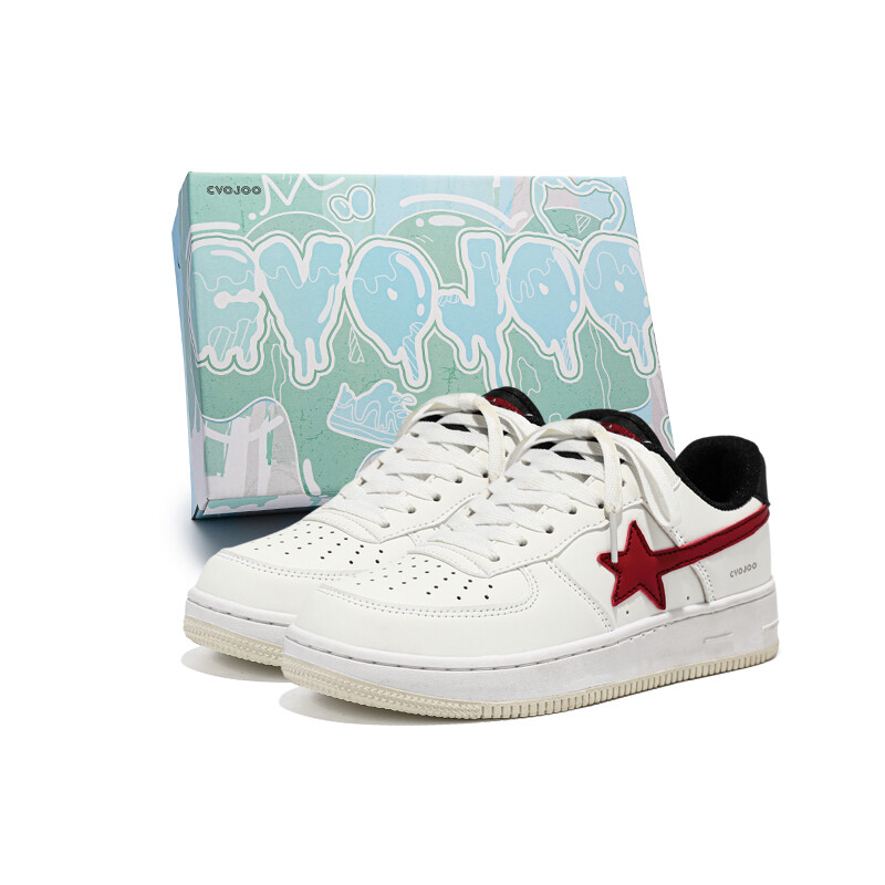 

Кроссовки CVOJOO Skateboarding Shoes Unisex Low-top White, красный