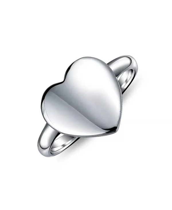 

Простое кольцо-печатка в форме сердца, большое, из стерлингового серебра Bling Jewelry, grey