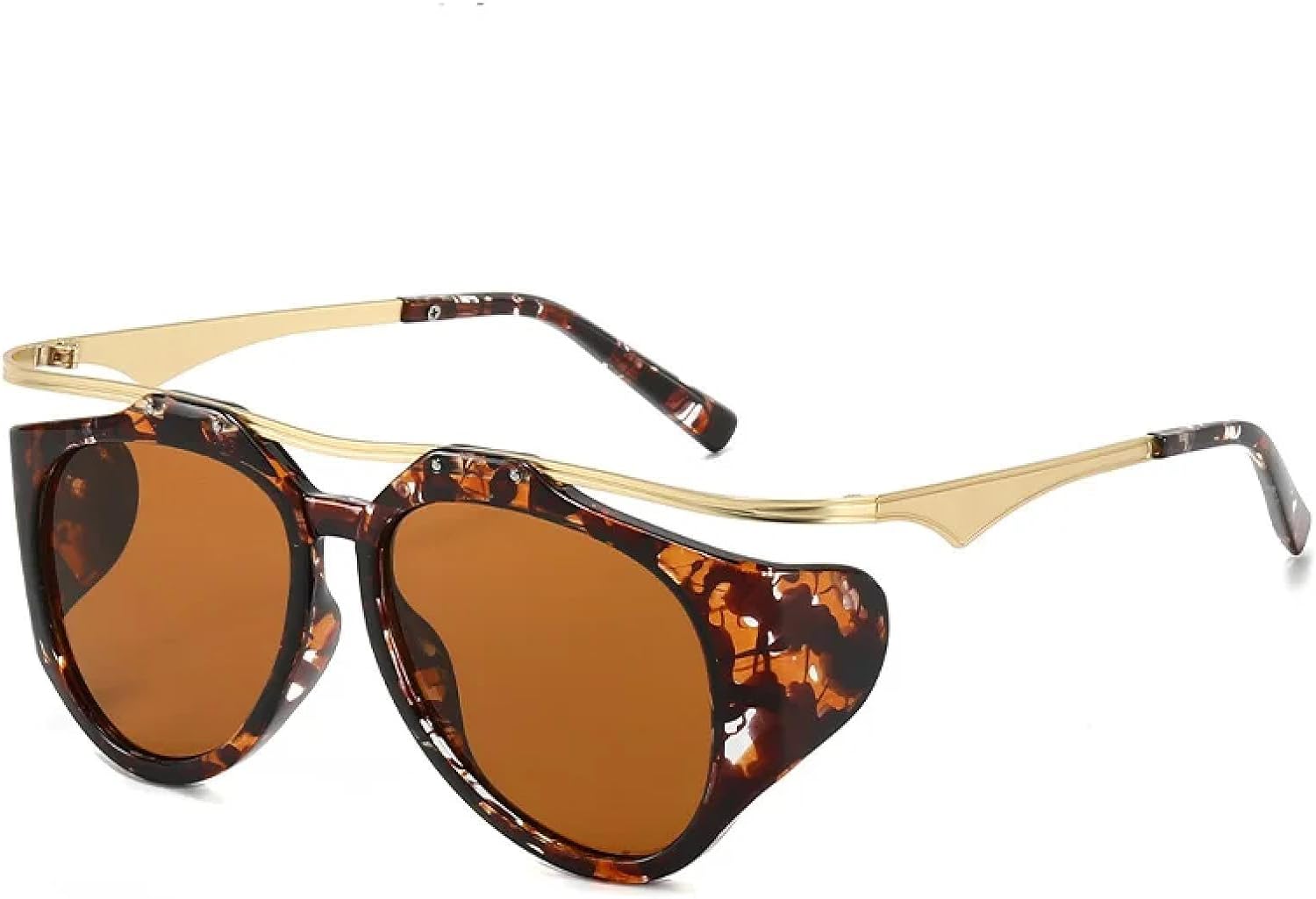 

Солнцезащитные очки в толстом стиле для мужчин, панк, роскошные солнцезащитные очки для женщин и мужчин, ретро, ​​черные, с защитой от УФ-излучения UV400 HHZZYVY, Leopard-brown
