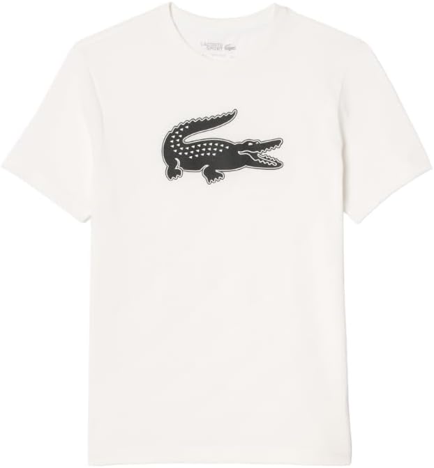 Футболка мужская Lacoste Ultra Dry, спортивная, с логотипом, белый / черный — фото 4