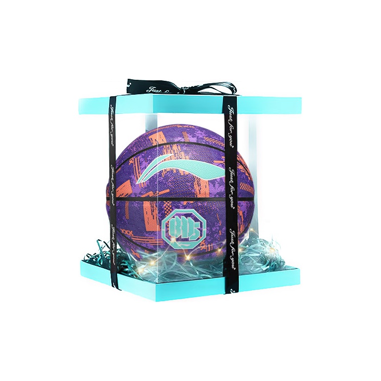 

LINING Баскетбольный мяч badfive pu размер 7 соревновательный унисекс фиолетовый оранжевый