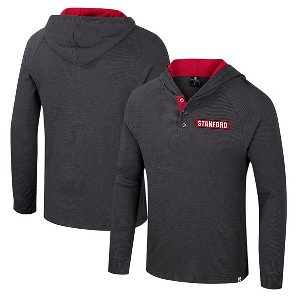 

Мужская футболка-лонгслив с капюшоном henley charcoal stanford cardinal dujour ralgan Colosseum