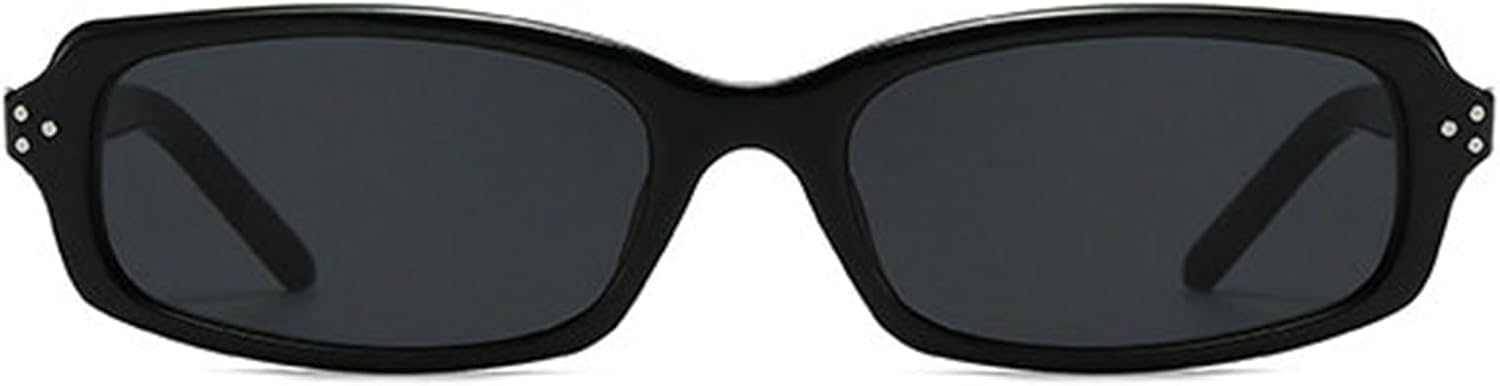 

Солнцезащитные очки Willochra с маленькими заклепками для женщин и мужчин. Модные, роскошные, узкие прямоугольные солнцезащитные очки для женщин в винтажном стиле панк с защитой от УФ-излучения UV400, C1